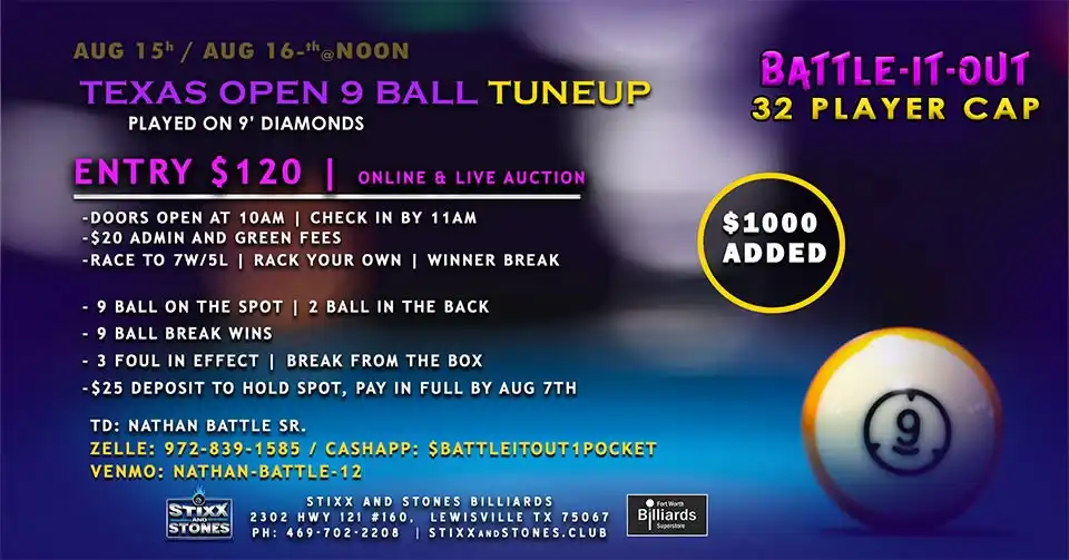 BATTLE IT OUT TEXAS OPEN 9 BALL TUNEUP