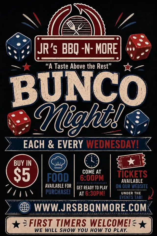 Bunco Wednesday at JR’s-BBQ-N-More