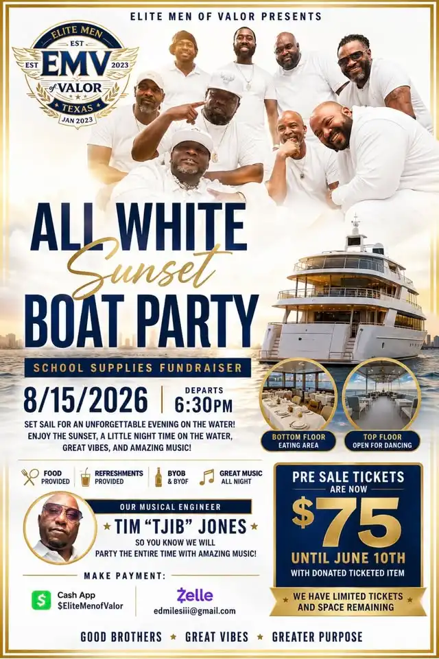EMV ALL WHITE BOAT PARTY (School Supplies Drive)