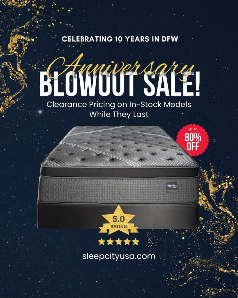 Anniversary Store Clearance: Mattresses, Adjustable Bases, MASSAGE CHAIRS, & more!!!