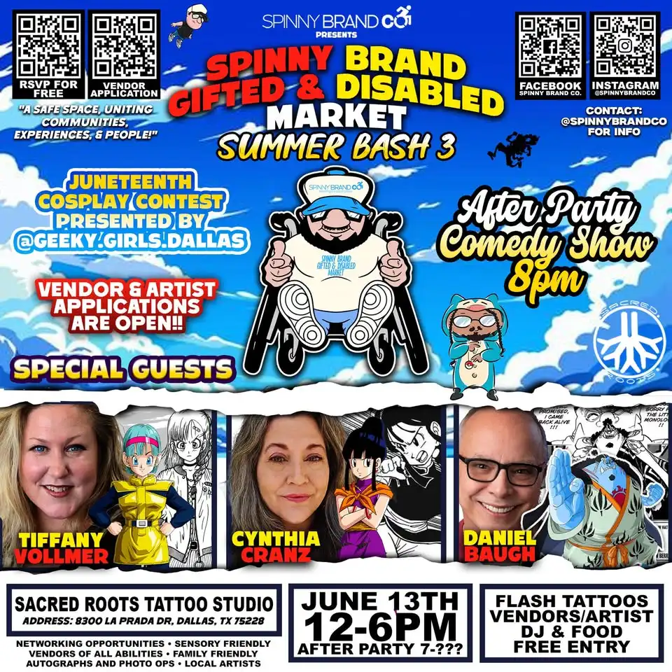Spinny Brand Gifted & Disabled Market: Summer Bash 3 | Tattoos, Anime, Comedy, Collectibles, Art!