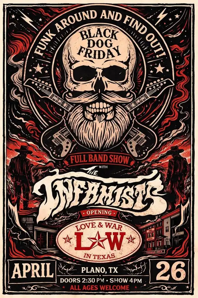 Black Dog Friday Live @ Love and War in Texas