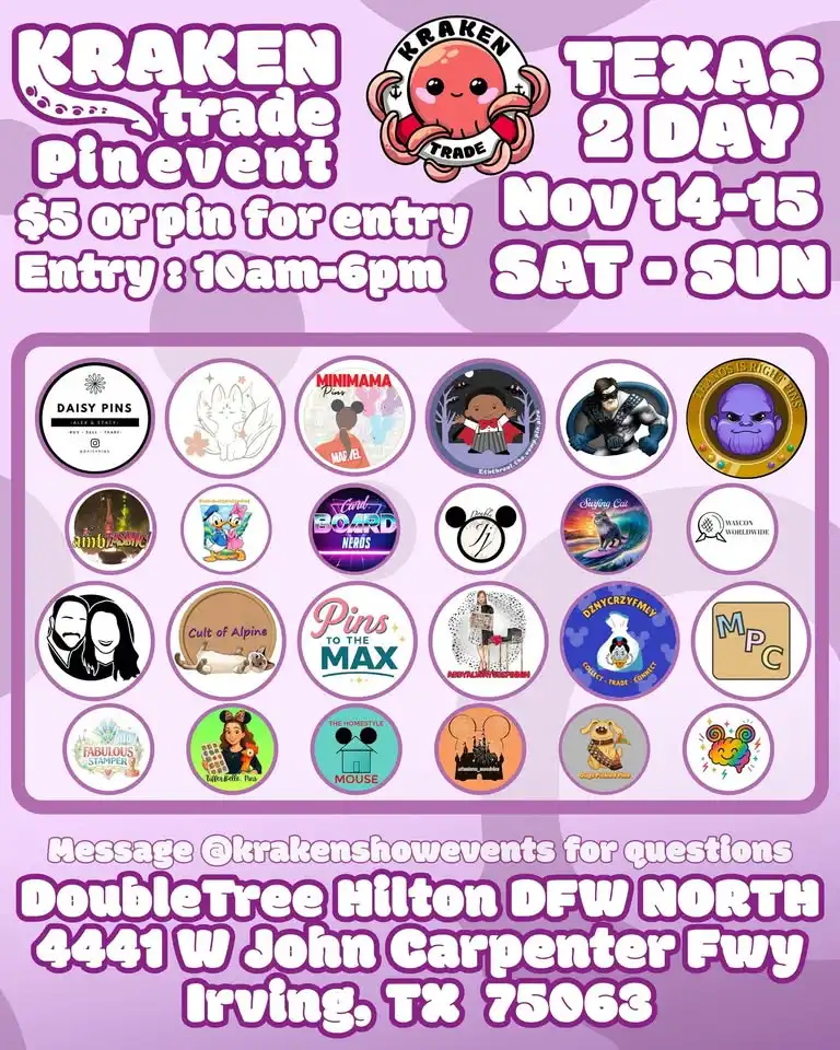 Kraken Disney Pin Trading Event - IRVING TEXAS