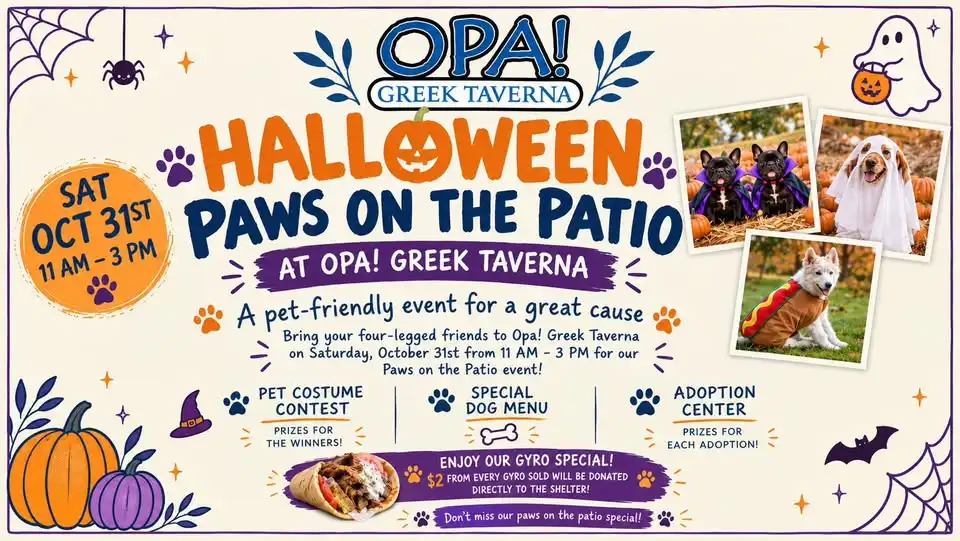 Paws On The Patio at Opa! Greek Taverna