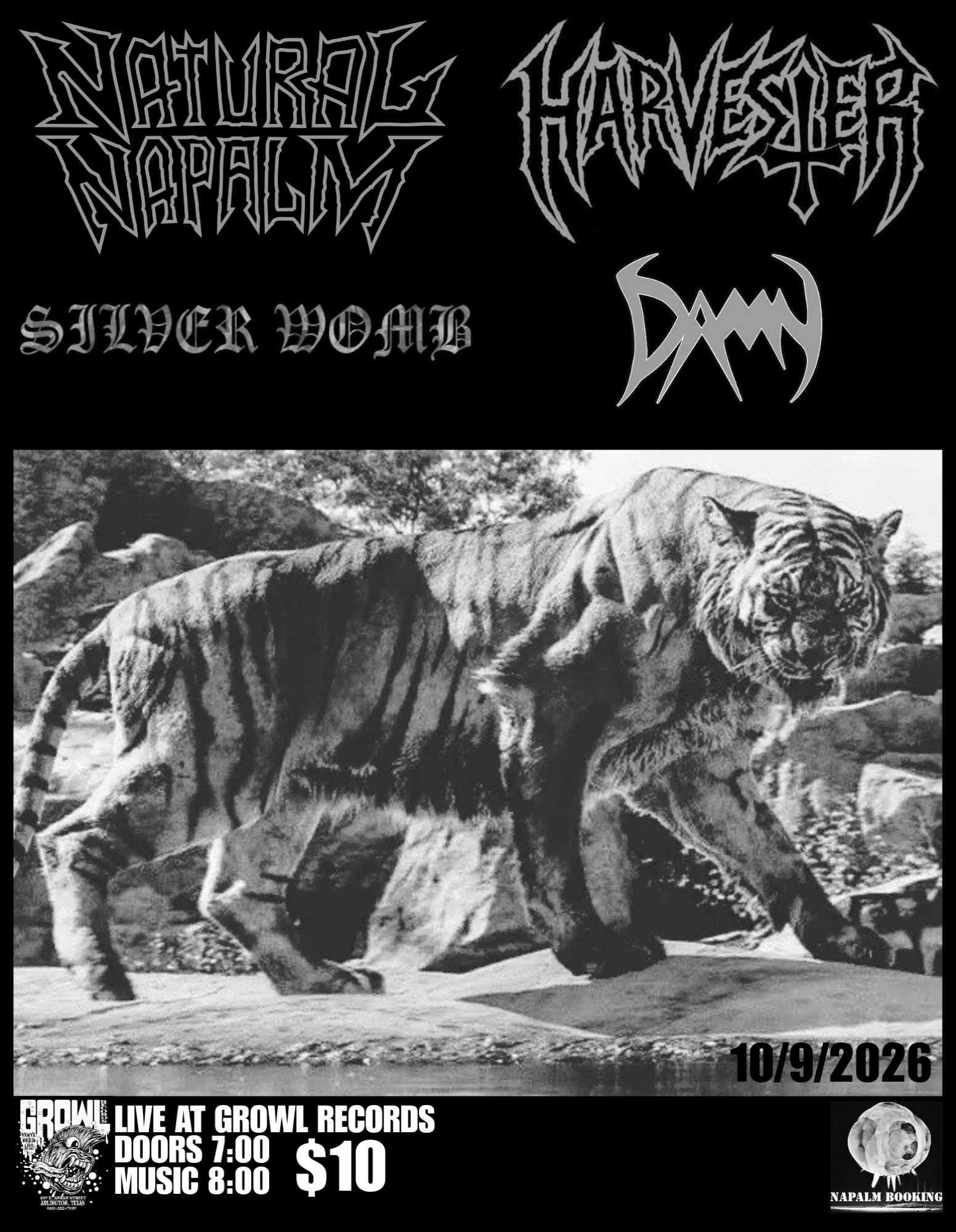 Natural Napalm / Harvester / Silver Womb / Damn at Growl Records