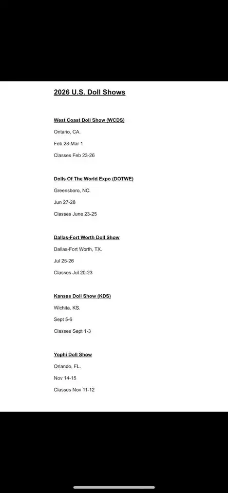 DFW DOLL SHOW 2026 July
